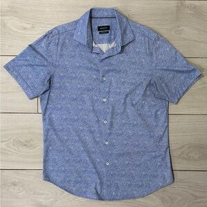 Bugatchi Heathered Blue Casual Button Down Shirt